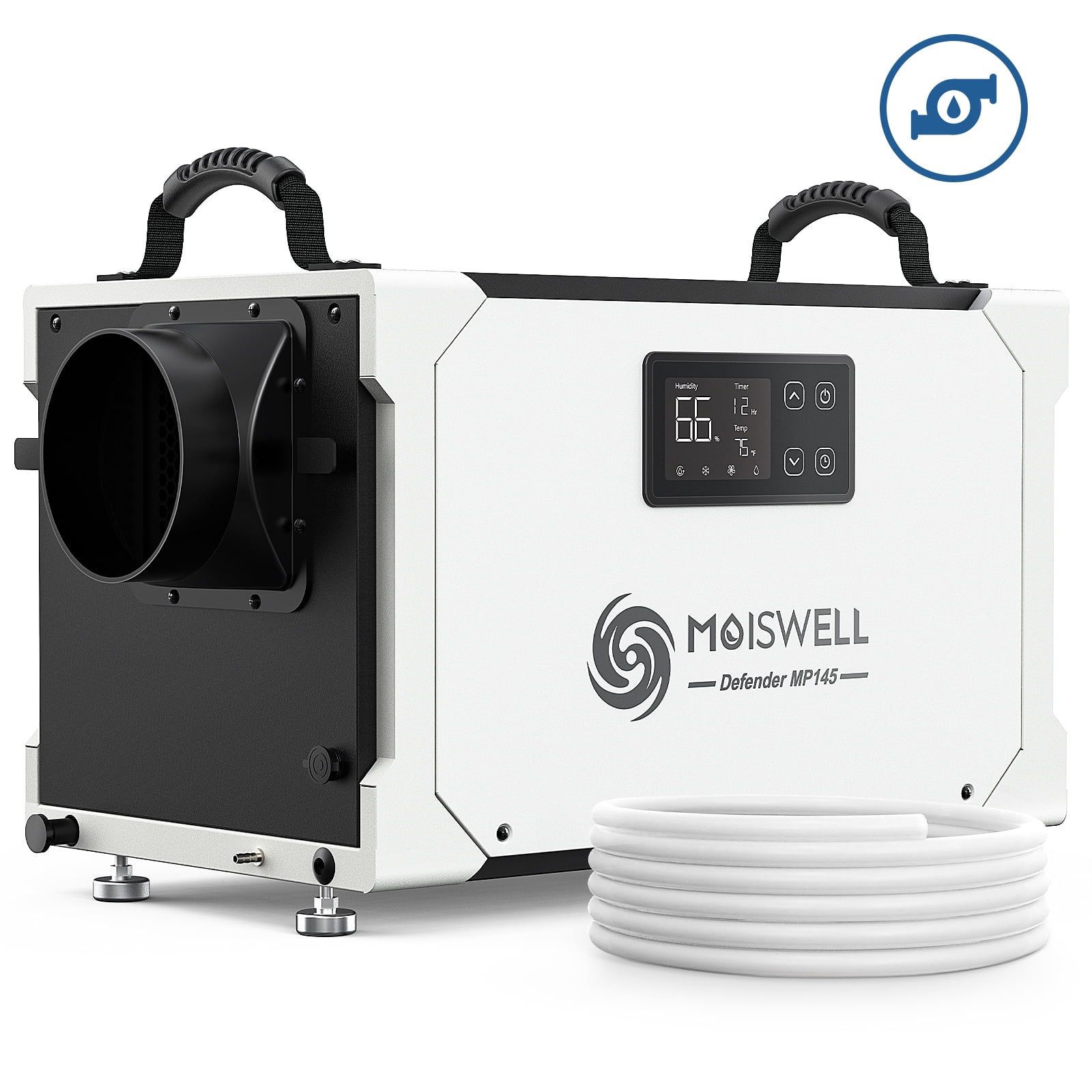 Moiswell 145 PPD White and Black Commercial Dehumidifier with Pump