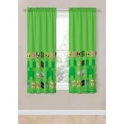 Mojang Minecraft Creeper & Faces 2 Panels Drapes Set - 63 Inch Long - Gamer Kids Room Curtains