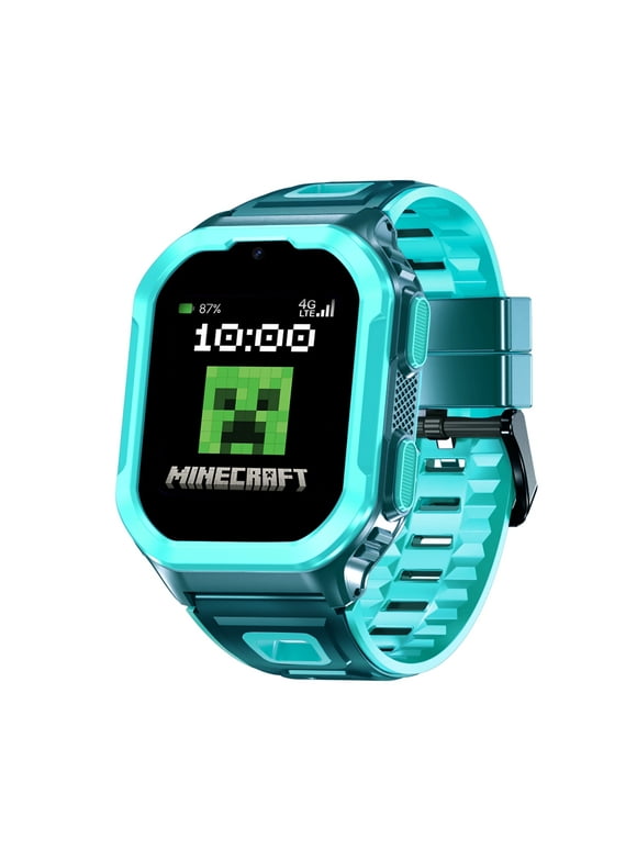 Minecraft Accutime 4G Kid's Smart Watch with Calling, Messaging, GPS Tracking, & Secure Monitoring, No SIM Card, Green