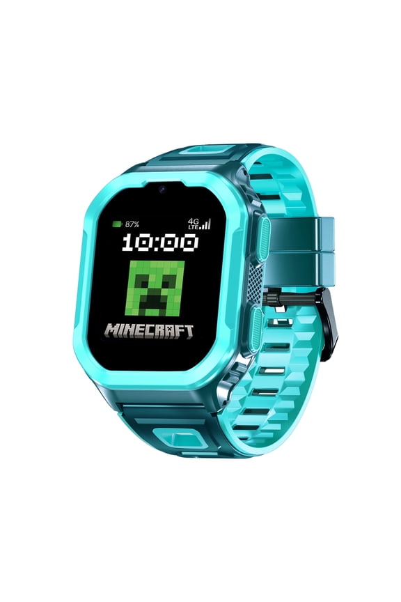 Minecraft Accutime 4G Kid's Smart Watch with Calling, Messaging, GPS Tracking, & Secure Monitoring, No SIM Card, Green