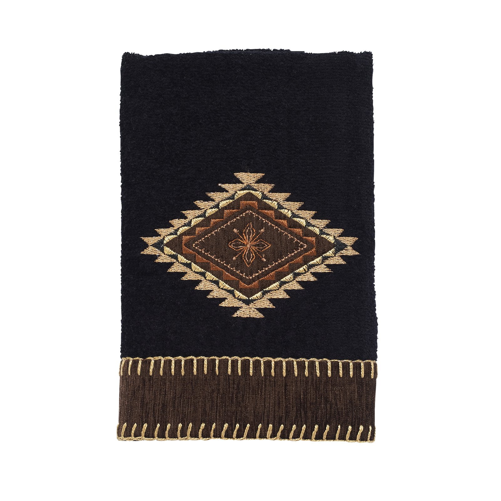 Black Cotton Embroidered Southwestern Hand Towel