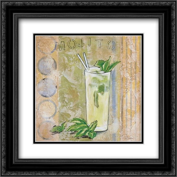 Mojito 2x Matted 20x20 Black Ornate Framed Art Print by Osborne, Susan