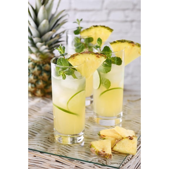 Mojito Glasses & Wooden Cocktail Muddler Set - Tom Collins Highball Glassware Set, Lead-Free Drinkware, Dishwasher Safe Mixology Tools for Home Bar & Parties (6-Piece)