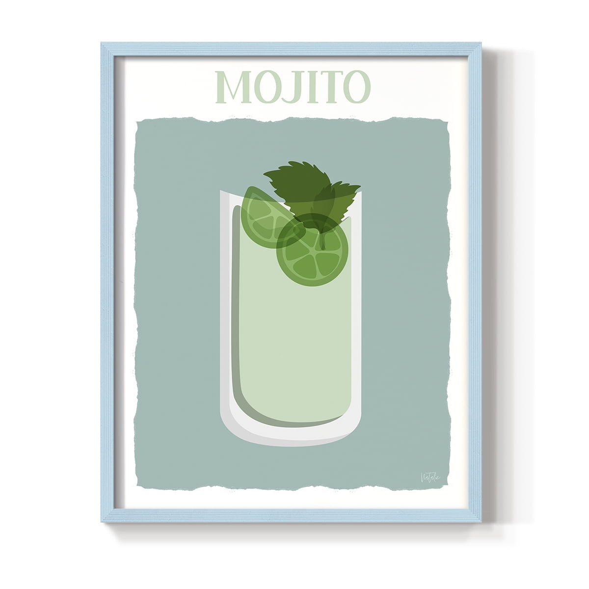 Mojito in Blue Solid Wood 11 x 14 Framed Print
