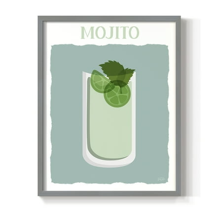 Mojito in Gray Solid Wood 22 x 28 Framed Print