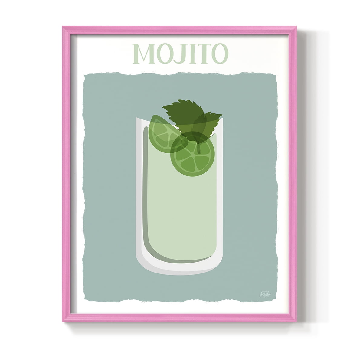 Mojito in Pink Solid Wood 11 x 14 Framed Print