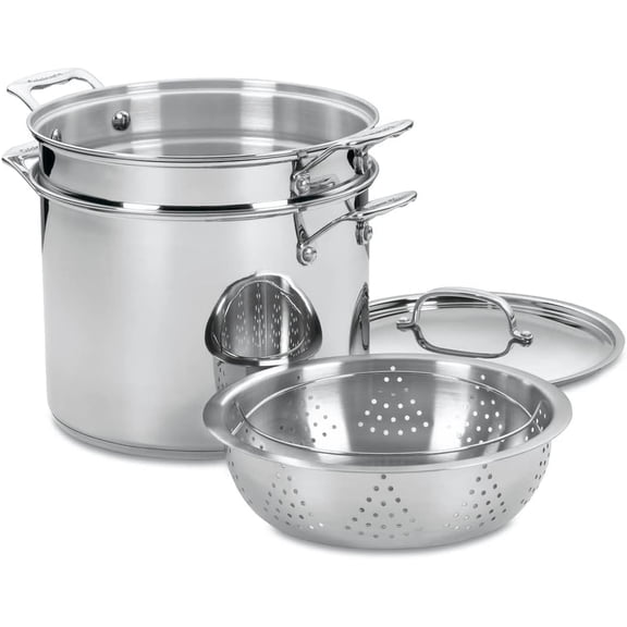 Mojitor 4-Piece Cookware Set, 12 Quarts, Chef's Classic Stainless Steel Pasta/Steamer, 77-492P1