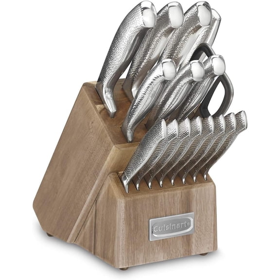 Mojitor Classic High-Carbon Hammered Stainless Steel Forged Knife Set With Sheath Blade Gaurds (17-Piece Set)