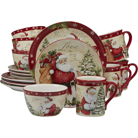 Mojitor Holiday Wishes 16 piece Dinnerware Set, Set of 4, One Size, Mulicolored
