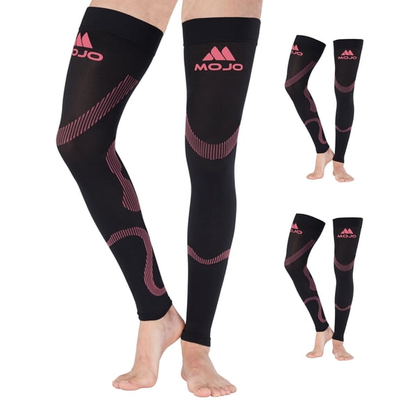 Mojo (3 Pairs) 20-30 mmHg Plus Size Footless Compression Thigh High Pink, 6X-Large