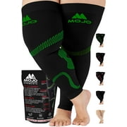 MOJO COMPRESSION SOCKS Mojo Compression: Extra Wide Thigh High Compression Sleeves (20-30mmHg) - Black/Green, 5XL
