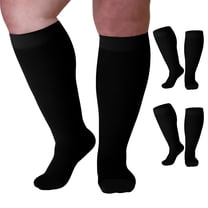 Mojo Compression Socks (3 Pairs) Unisex Plus Size 20-30mmHg Black, 3X-Large
