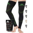 thumbnail image 1 of Mojo Compression Footless Thigh High for Men & Women 20-30mmHg Black/Green, X-Large, 1 of 9