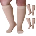 thumbnail image 1 of Mojo Compression Socks 3 Pairs Unisex, Varicose Veins 20-30mmHg Beige Small, 1 of 5