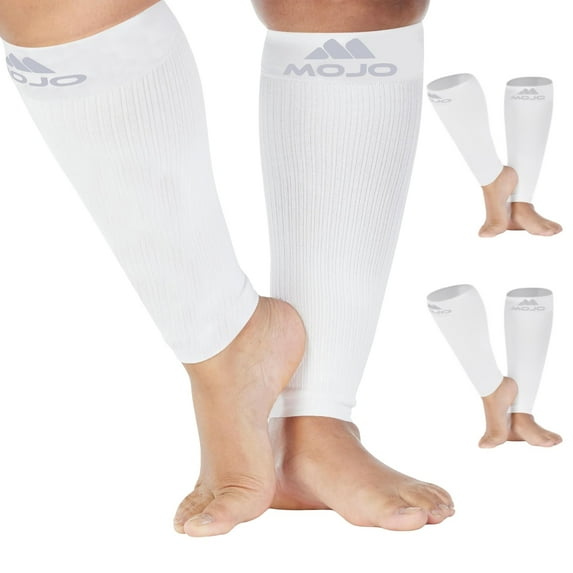 Mojo Compression Socks Footless for Men & Women (3 Pairs) 20-30mmHg White, 5X-Large