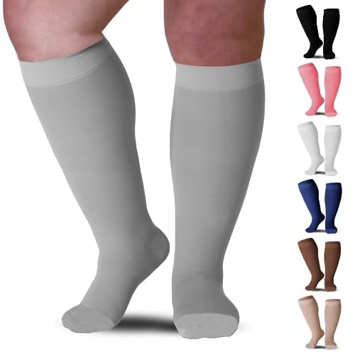 Mojo Compression Socks - Grey Knee-Hi Closed Toe XL - 20-30mmHg ...