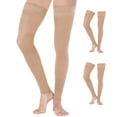 thumbnail image 1 of Mojo Compression Socks Thigh High for Women and Men (3 Pairs) 20-30mmHg Beige, Small, 1 of 5