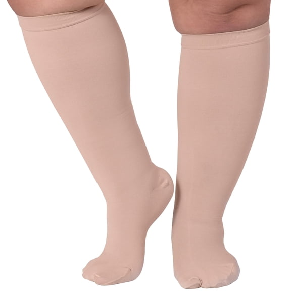 Mojo Compression Socks Unisex 20-30 mmHg Graduated Support - Beige, Medium