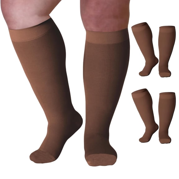 Mojo Compression Socks Unisex (3 Pairs) Graduated 20-30mmHg Brown, X-Large