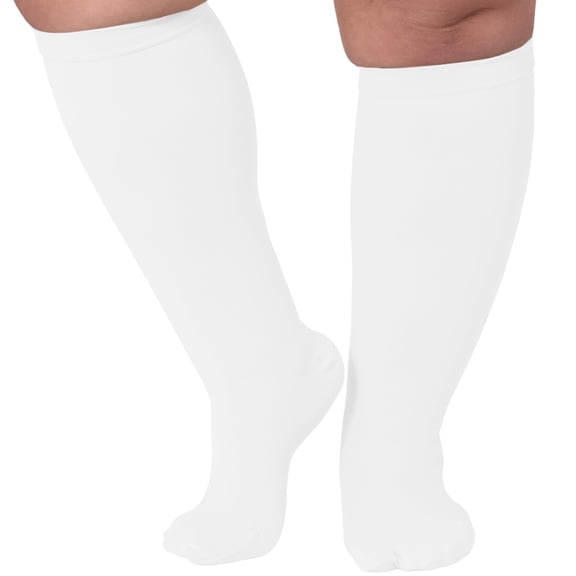 Mojo Compression Socks for Plus Size Unisex Opaque 20-30mmHg White 5X-Large