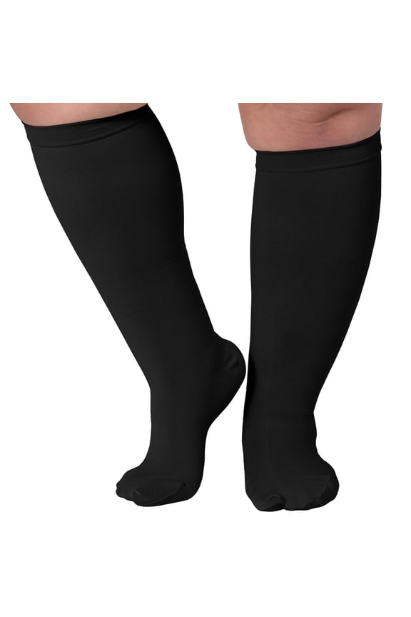 for Women, Men Wide Calves 20-30mmHg Black, 2X-Large