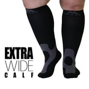 Mojo Compression: Wide Calf Knee High Socks for Varicose Veins, Travel, Pregnancy - Black, 4X-Large