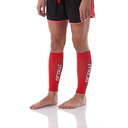 Mojo Mens Compression Calf Sleeve 20-30mmHg for Travel, Running - Red, Small