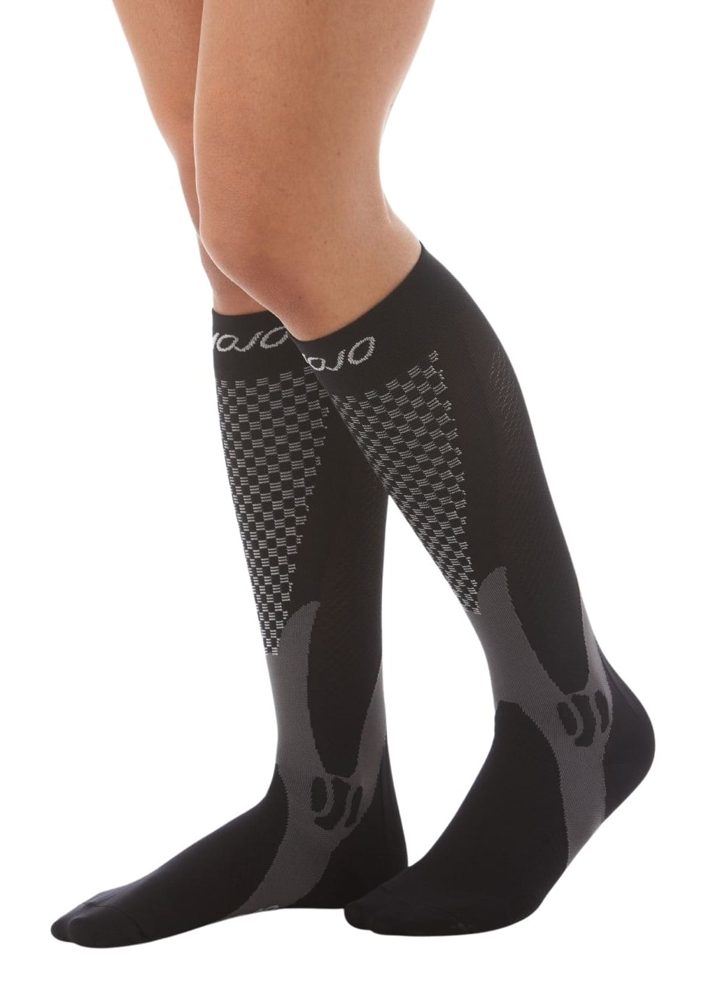 Mojo Compression Knee High Unisex 20-30mmHg with Graduated - Black, X-Large