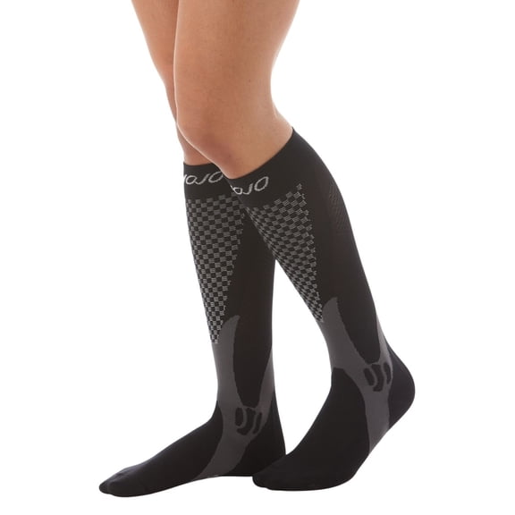 Mojo Compression Knee High Unisex 20-30mmHg with Graduated - Black, X-Large