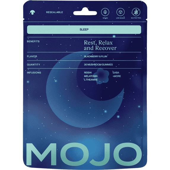 Mojo Sleep Gummies – Blackberry & Plum Flavor, Natural Sleep Support with Herbs, Adaptogens & Minerals