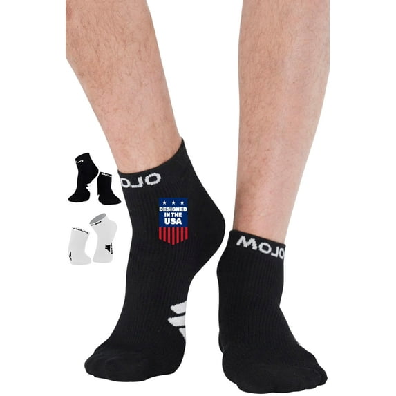 Mojo Unisex Ankle Compression Socks 15-20mmHg for Diabetic - Black, X-Large