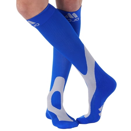 Mojo Unisex Compression Knee High 20-30mmHg for Sports, Travel - Navy, Large