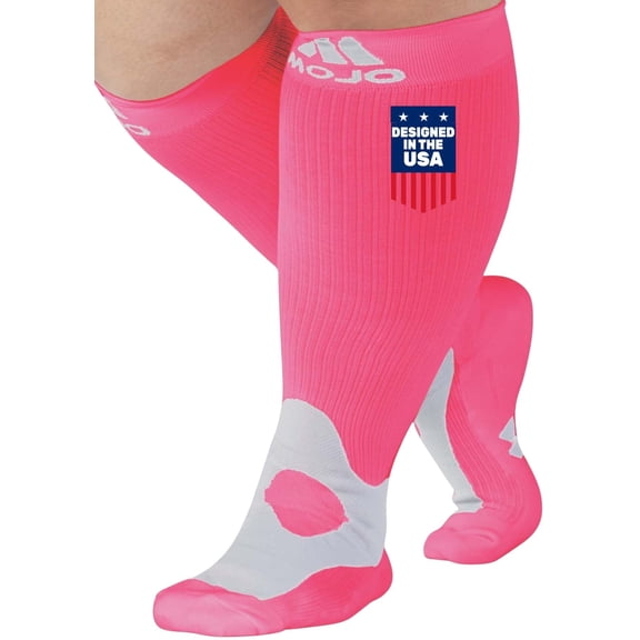 Mojo Unisex Compression Socks 20-30mmHg for Swelling - Hot Pink, Small