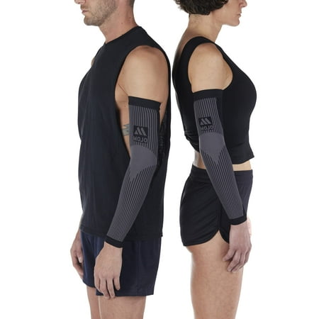 Mojo Women and Mens Compression Arm Sleeve 20-30mmHg for Travel - Black, Large