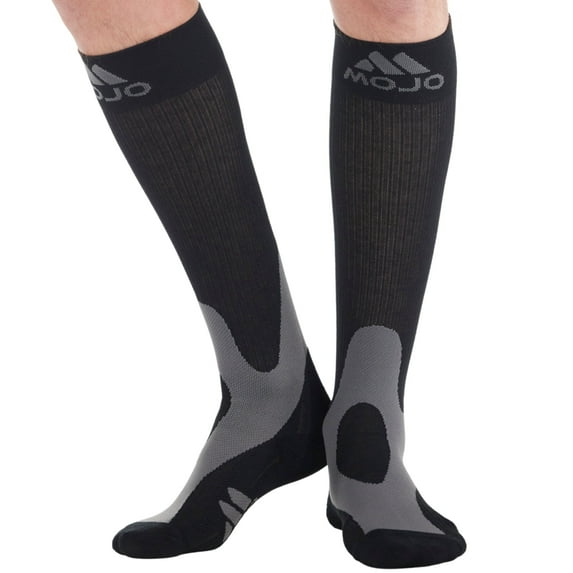 Mojo Women and Mens Compression Knee High for Travel 20-30mmHg - Black, X-Large
