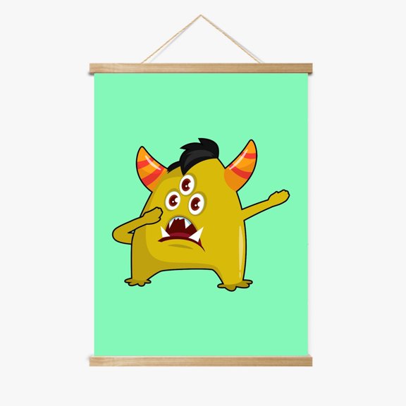 Mojo the Mohawk Monster Magnetic Wood Frame Hanger by Dancing Littles Jungle