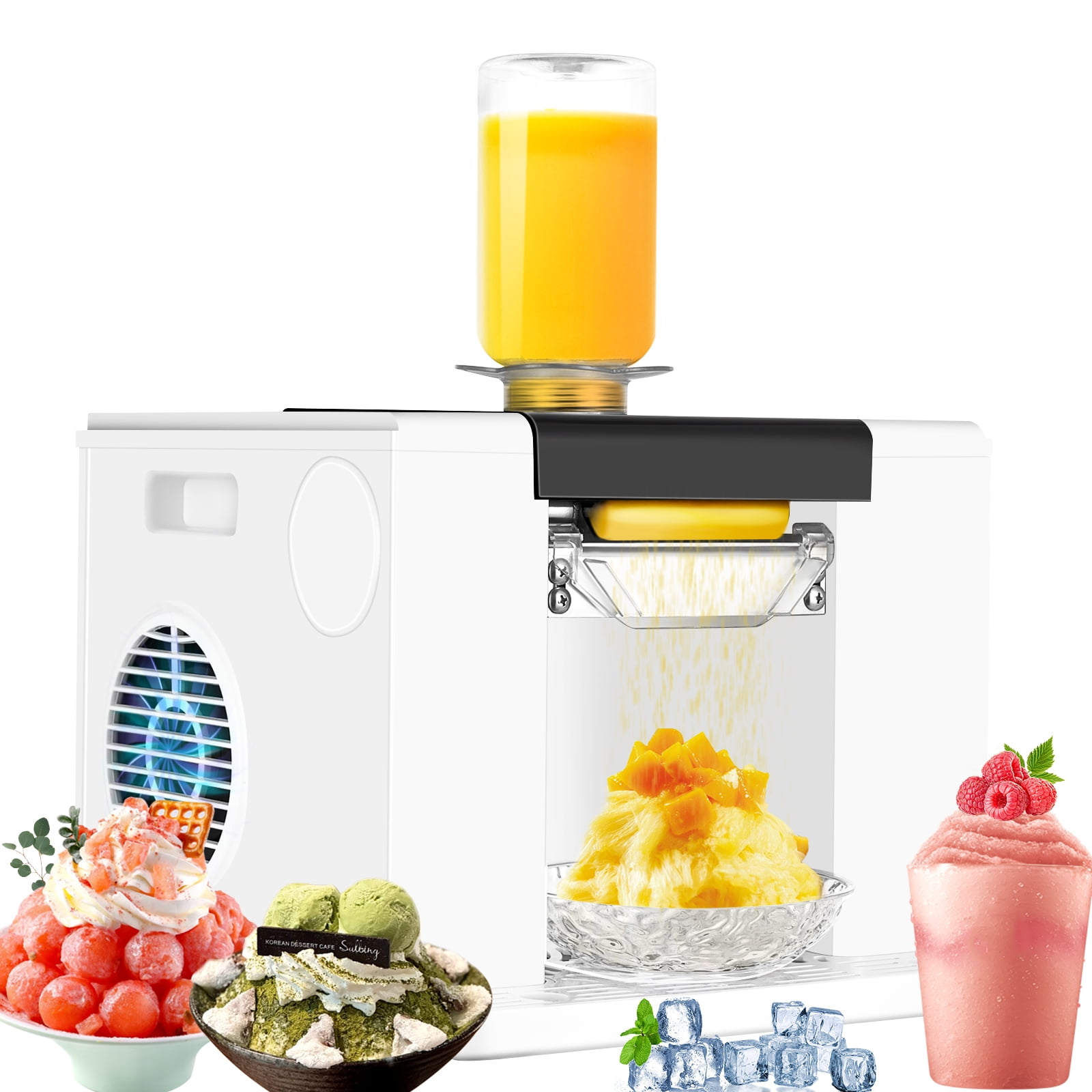 Mojoco Snowflake Ice Machine - Countertop Shaved Ice maker for Korean Bingsu, Snow Cones, and Frozen Desserts - Food-Grade, Mess-Free One-Touch Operation - Automatic Bingsu Machine for Home, Bar