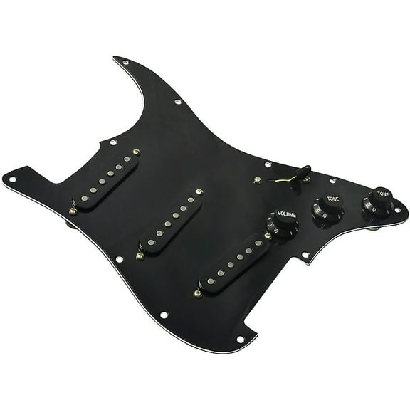 Mojotone 67 Quiet Coil w/ Hot Bridge Strat Pickup Prewired Pickguard Black Black