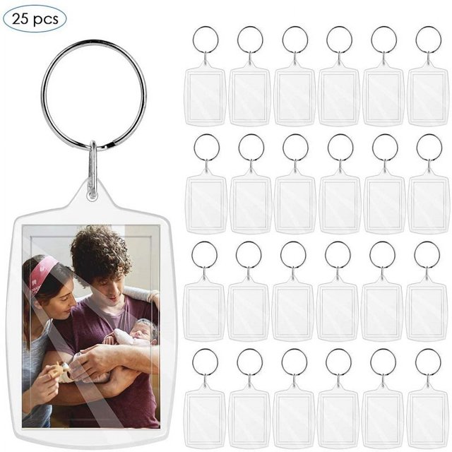 Mojoyce Blank Photo Acrylic Frame Keychain DIY Key Pendant