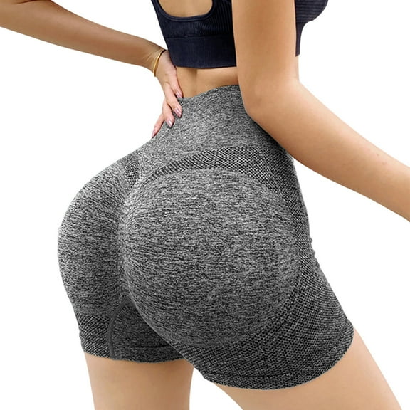 Mojoyce Butt Lifting Shorts for Women High Waist Scrunch Yoga Biker Shorts Workout Seamless Booty Shorts(Grey L/XL)