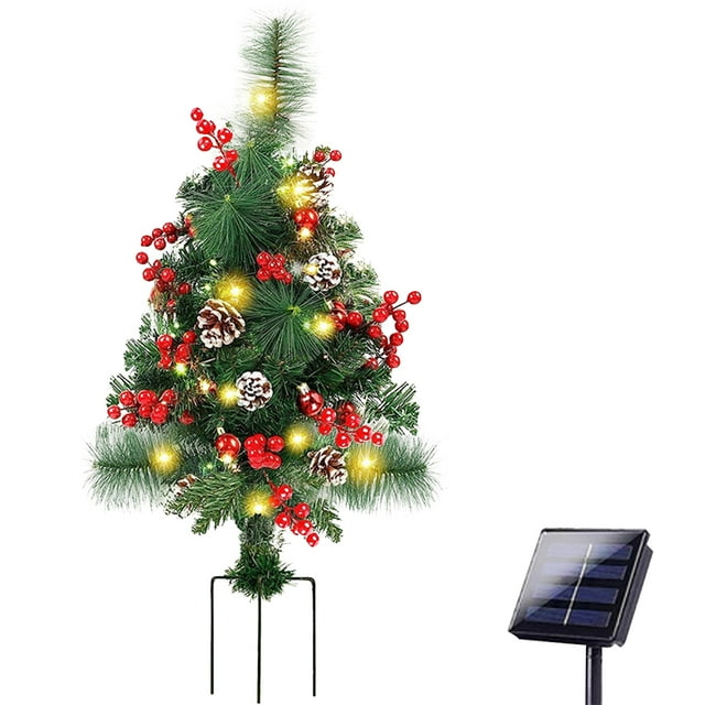 Mojoyce Christmas Decor LED Outdoor Xmas Tree Yard Garden Light Solar