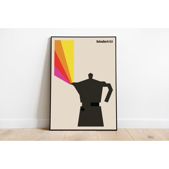 Moka Pot Coffee Print, Mid Century Modern Bialetti Poster, Retro Italy Espresso Handmade Gifts, Midcentury Art, Minimalist 60S Decor , Poster Print Only