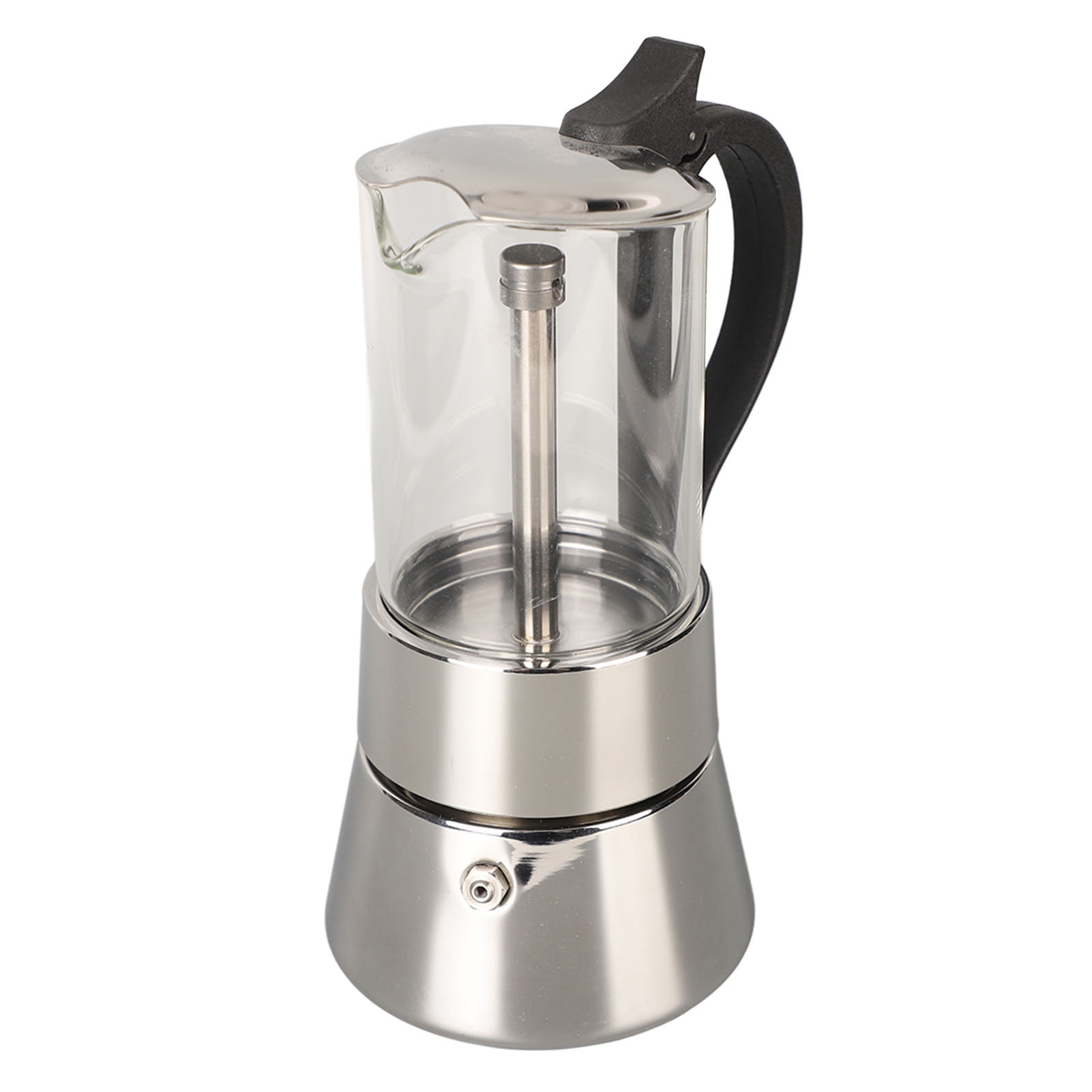 Moka Pot Crystal Glass Top Stainless Steel Stovetop Moka Pot Classic Italian Coffee Maker for 4