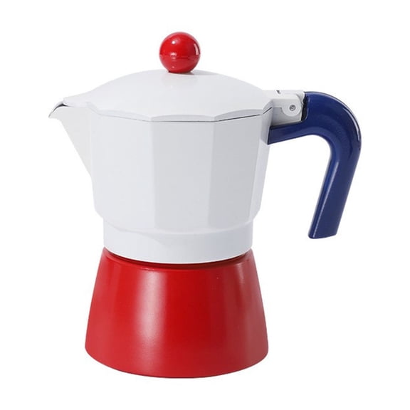Moka Pot,Hand Brew Coffee Maker, Iron Pour Over Coffee Pot, Classic Red Blue, Stovetop Compatible, Portable for Camping Home Office, 1 Pack by MPOISVA