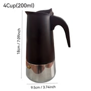 Moka Pot Italian Espresso Maker, Sophisticated Matte Black Finish, Stainless Steel Base, Ideal for Camping/Home/Office Use-4 cups6.76oz