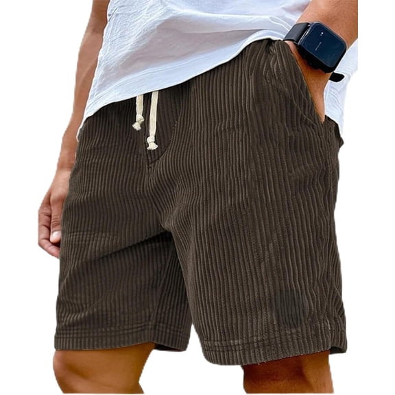 Mokaloha Men's Corduroy Shorts, Pacificozy Casual Summer Beach Shorts with Drawstring Elastic Waist, Loose Fit Lightweight Shorts with Pockets