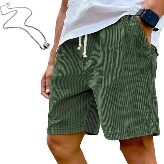 Mokaloha Mens Shorts, Casual Corduroy Drawstring Elastic Waist Pacificozy Shorts, Summer Loose Fit Beach Short with Pockets