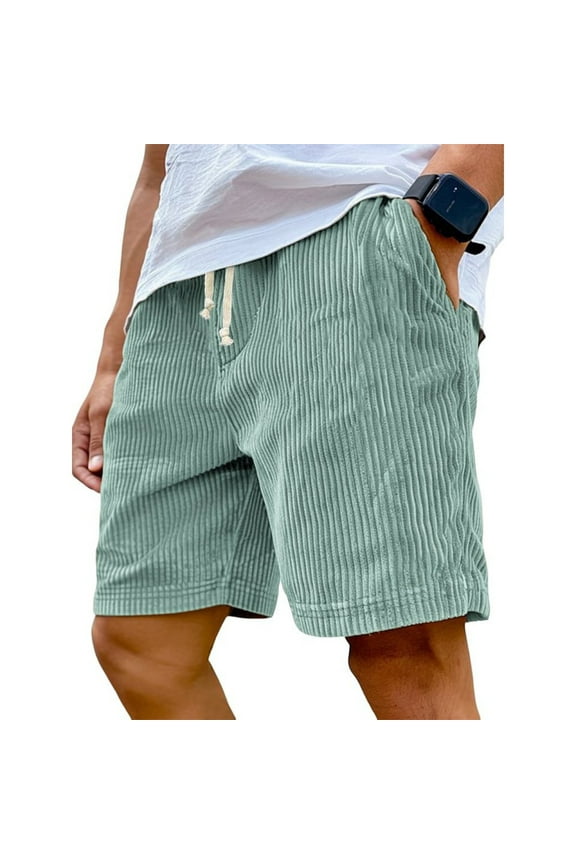 Mokaloha Mens Shorts, Pacificozy Men's Corduroy Shorts-Elastic Drawstring Waist Summer Beach Loose Fit Short (SUETCH Clearance),Light Green,Large