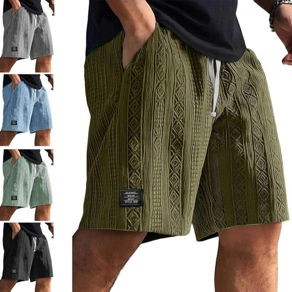 Mokaloha Mens Shorts, Pacificozy Men's Shorts, Men's Daily Jacquard Texture Embroidered Logo Casual Comfort Short