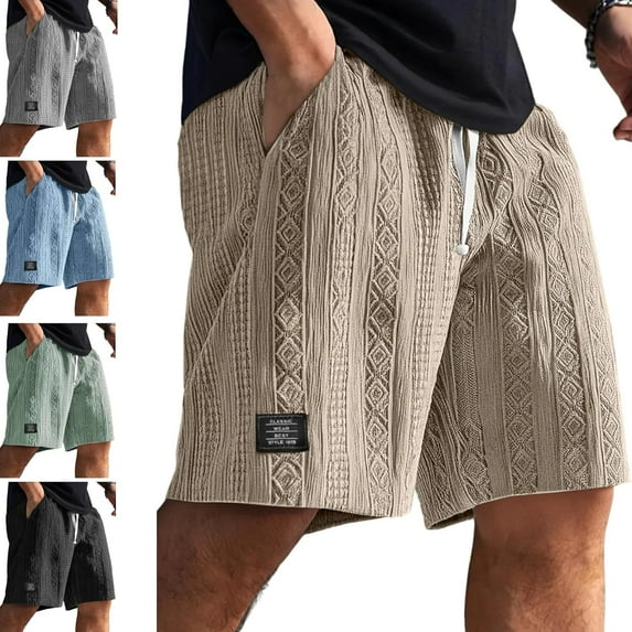 Mokaloha Mens Shorts, Pacificozy Men's Shorts, Men's Daily Jacquard Texture Embroidered Logo Casual Comfort Short